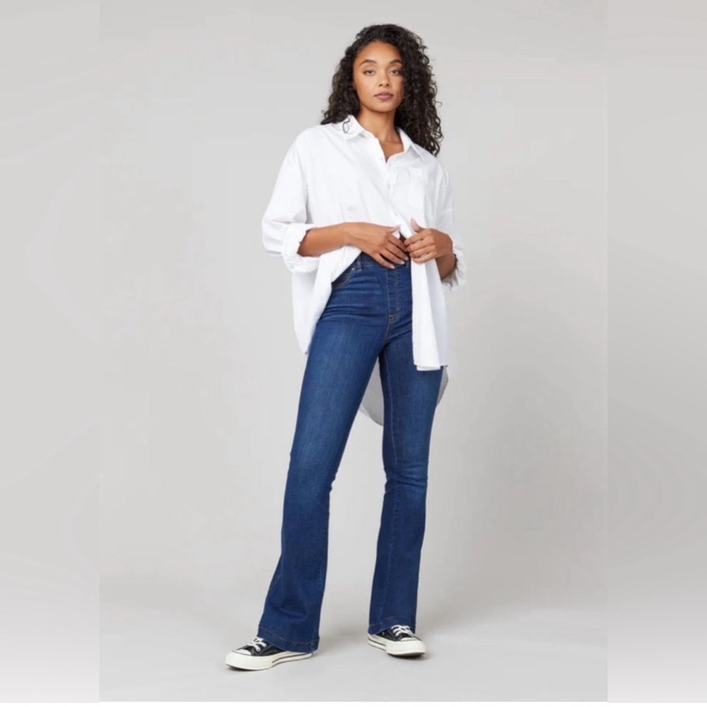 Spanx High Rise Flare Jeans Midnight Shade Shaping Slimming Pull On Size 3X